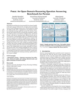 PARSE: An Open-Domain Reasoning Question Answering Benchmark for Persian