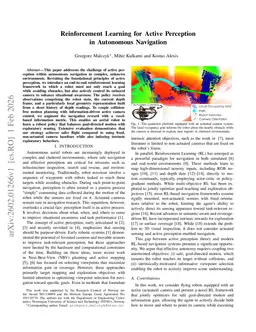 Reinforcement Learning for Active Perception in Autonomous Navigation