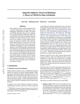 Imperfect Influence, Preserved Rankings: A Theory of TRAK for Data Attribution