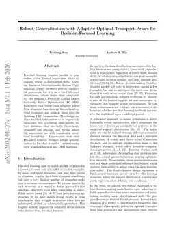 Robust Generalization with Adaptive Optimal Transport Priors for Decision-Focused Learning