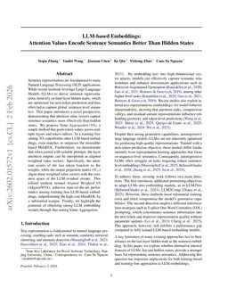 LLM-based Embeddings: Attention Values Encode Sentence Semantics Better Than Hidden States
