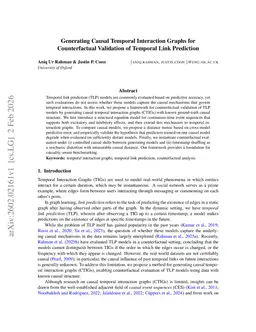 Generating Causal Temporal Interaction Graphs for Counterfactual Validation of Temporal Link Prediction