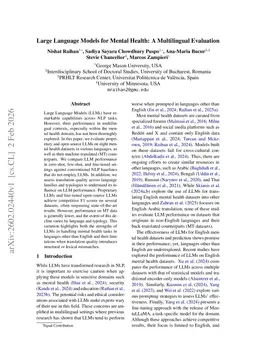 Large Language Models for Mental Health: A Multilingual Evaluation