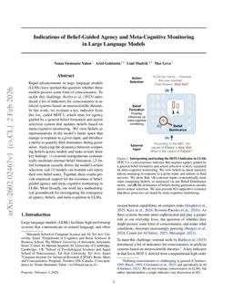 Indications of Belief-Guided Agency and Meta-Cognitive Monitoring in Large Language Models