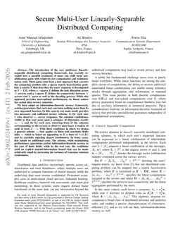 Secure Multi-User Linearly-Separable Distributed Computing