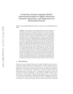 Evaluation of Large Language Models' educational feedback in Higher Education: potential, limitations and implications for educational practice