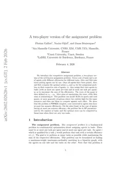 A two-player version of the assignment problem