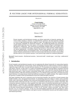 A vector logic for intensional formal semantics