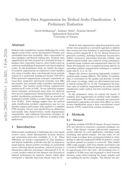 Synthetic Data Augmentation for Medical Audio Classification: A Preliminary Evaluation