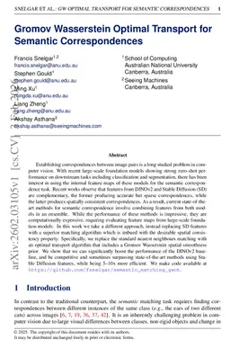 Gromov Wasserstein Optimal Transport for Semantic Correspondences