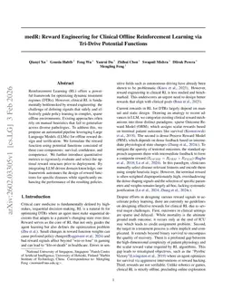 medR: Reward Engineering for Clinical Offline Reinforcement Learning via Tri-Drive Potential Functions