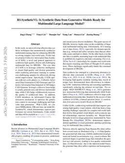 R1-SyntheticVL: Is Synthetic Data from Generative Models Ready for Multimodal Large Language Model?