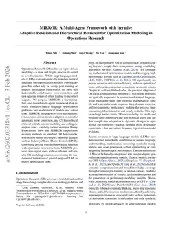 MIRROR: A Multi-Agent Framework with Iterative Adaptive Revision and Hierarchical Retrieval for Optimization Modeling in Operations Research