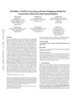 SCASRec: A Self-Correcting and Auto-Stopping Model for Generative Route List Recommendation