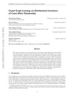 Causal Graph Learning via Distributional Invariance of Cause-Effect Relationship