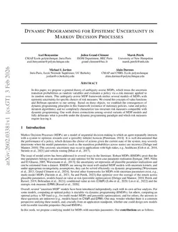Dynamic Programming for Epistemic Uncertainty in Markov Decision Processes