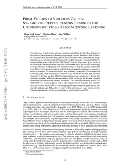 From Vicious to Virtuous Cycles: Synergistic Representation Learning for Unsupervised Video Object-Centric Learning