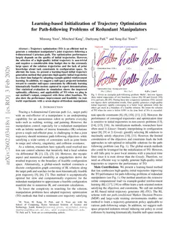 Learning-based Initialization of Trajectory Optimization for Path-following Problems of Redundant Manipulators