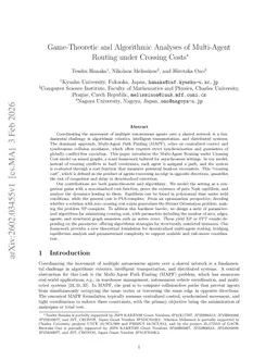 Game-Theoretic and Algorithmic Analyses of Multi-Agent Routing under Crossing Costs