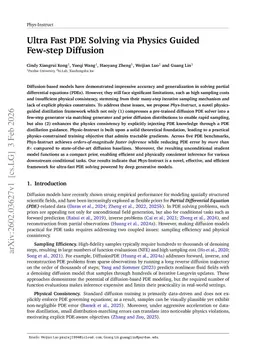 Ultra Fast PDE Solving via Physics Guided Few-step Diffusion