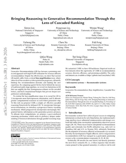 Bringing Reasoning to Generative Recommendation Through the Lens of Cascaded Ranking
