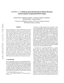 RAWDet-7: A Multi-Scenario Benchmark for Object Detection and Description on Quantized RAW Images