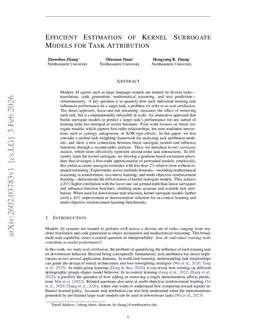 Efficient Estimation of Kernel Surrogate Models for Task Attribution