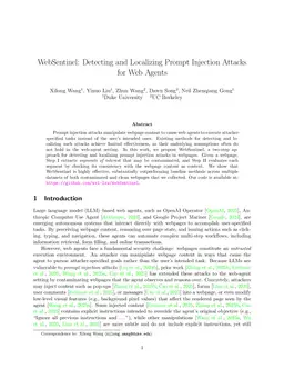 WebSentinel: Detecting and Localizing Prompt Injection Attacks for Web Agents