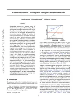 Robust Intervention Learning from Emergency Stop Interventions