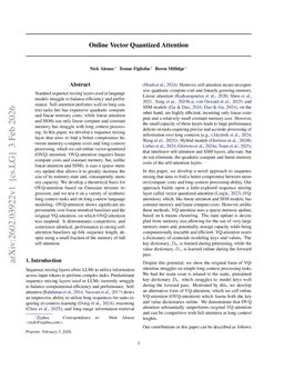 Online Vector Quantized Attention