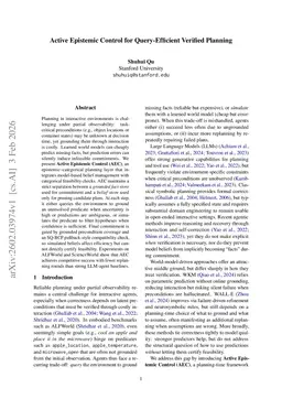 Active Epistemic Control for Query-Efficient Verified Planning