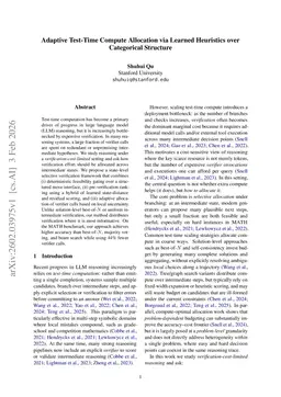 Adaptive Test-Time Compute Allocation via Learned Heuristics over Categorical Structure