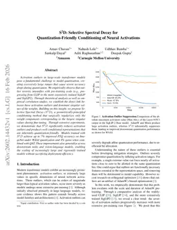 S2D: Selective Spectral Decay for Quantization-Friendly Conditioning of Neural Activations