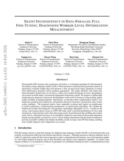 Silent Inconsistency in Data-Parallel Full Fine-Tuning: Diagnosing Worker-Level Optimization Misalignment