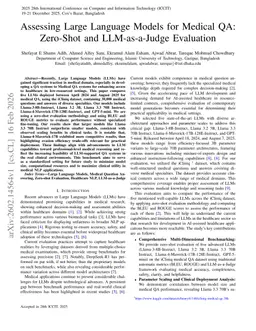 Assessing Large Language Models for Medical QA: Zero-Shot and LLM-as-a-Judge Evaluation