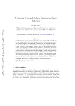 A Bayesian Approach to Low-Discrepancy Subset Selection