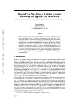 Thermal Min-Max Games: Unifying Bounded Rationality and Typical-Case Equilibrium