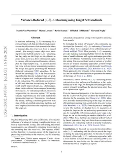 Variance-Reduced $(\varepsilon,δ)-$Unlearning using Forget Set Gradients
