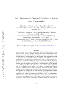 Fault Detection in Electrical Distribution System using Autoencoders