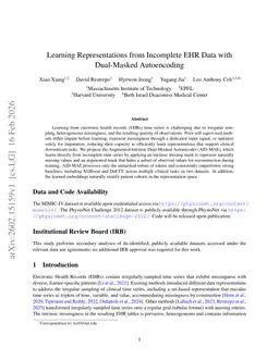 Learning Representations from Incomplete EHR Data with Dual-Masked Autoencoding