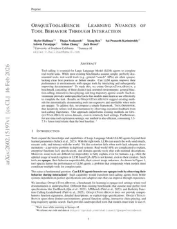 OpaqueToolsBench: Learning Nuances of Tool Behavior Through Interaction