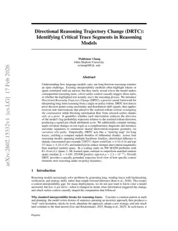 Directional Reasoning Trajectory Change (DRTC): Identifying Critical Trace Segments in Reasoning Models