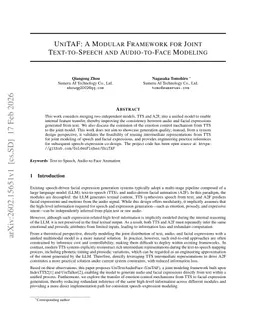 UniTAF: A Modular Framework for Joint Text-to-Speech and Audio-to-Face Modeling