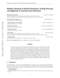 Relative Geometry of Neural Forecasters: Linking Accuracy and Alignment in Learned Latent Geometry