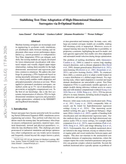 Stabilizing Test-Time Adaptation of High-Dimensional Simulation Surrogates via D-Optimal Statistics
