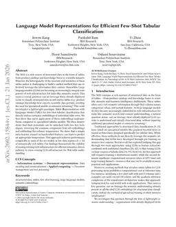 Language Model Representations for Efficient Few-Shot Tabular Classification