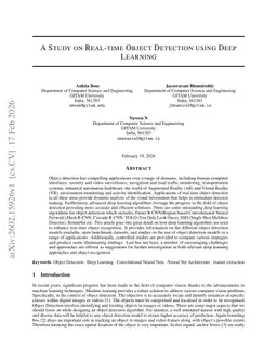 A Study on Real-time Object Detection using Deep Learning