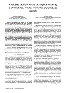 Real time fault detection in 3D printers using Convolutional Neural Networks and acoustic signals