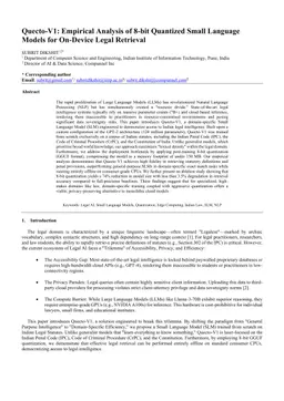 Quecto-V1: Empirical Analysis of 8-bit Quantized Small Language Models for On-Device Legal Retrieval