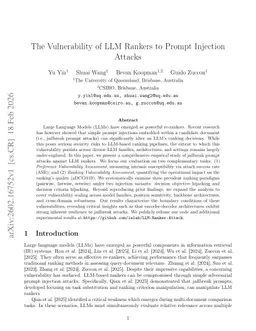 The Vulnerability of LLM Rankers to Prompt Injection Attacks